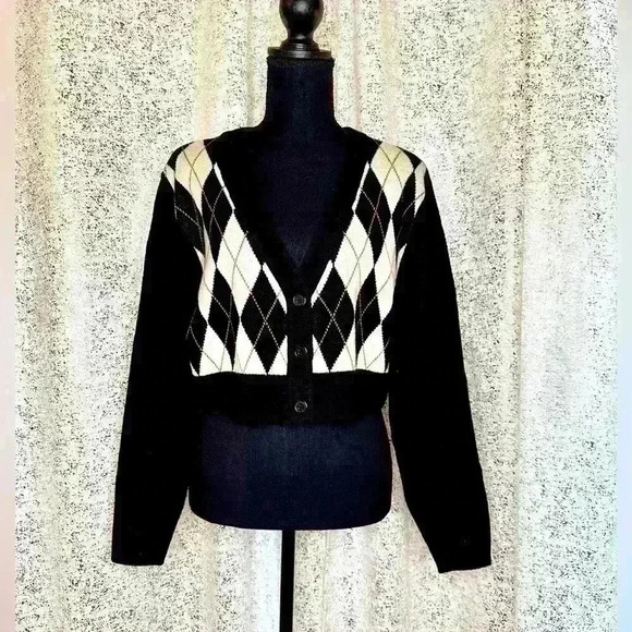 Never worn Button up argyle print cardigan - Picture 1 of 2